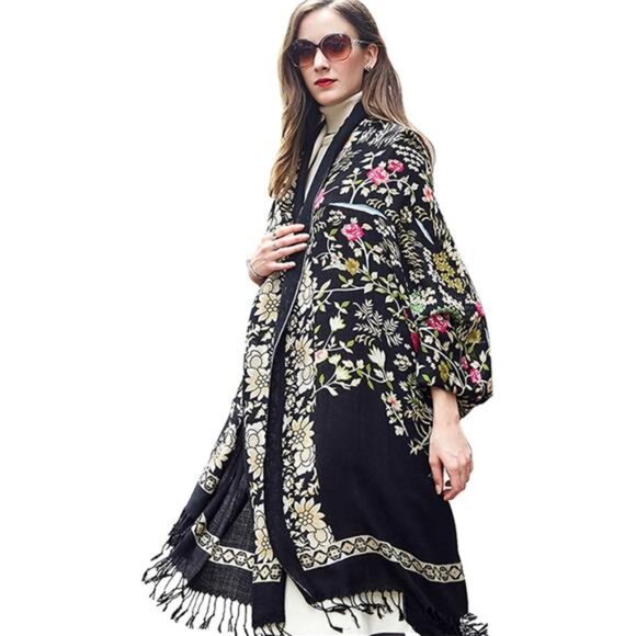 100% Merino Wool Extra Large Pashmina Blanket Travel Scarf Cashmere - Picture 7 of 7